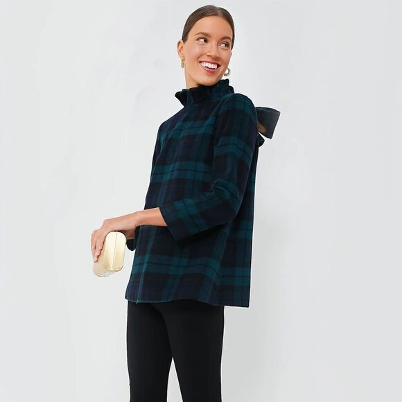 Tuckernuck Blackwatch Plaid Faye Bow Blouse NWT - Picture 5 of 11